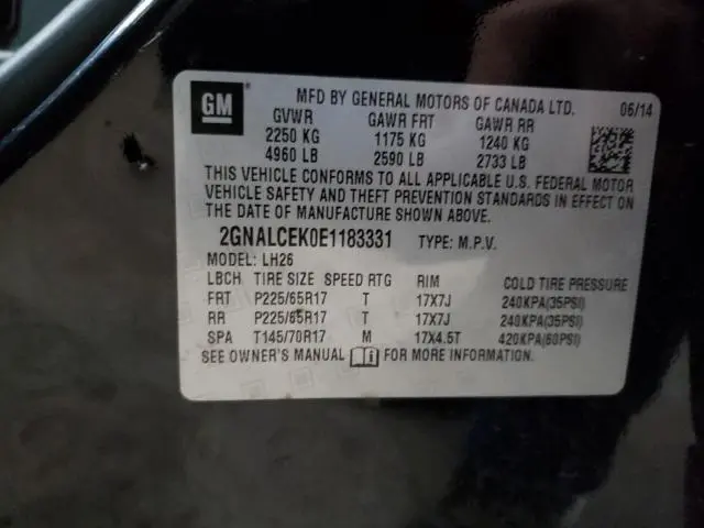 2014 CHEVROLET EQUINOX LT