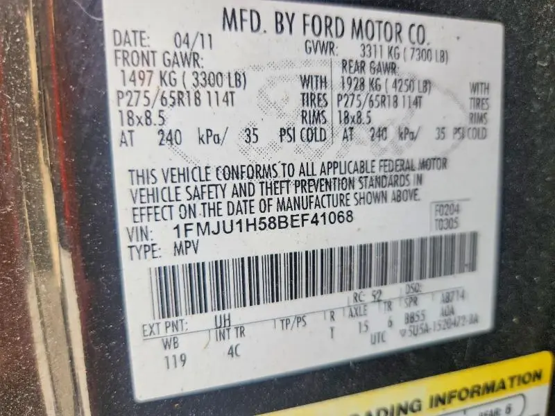 2011 FORD EXPEDITION XLT  