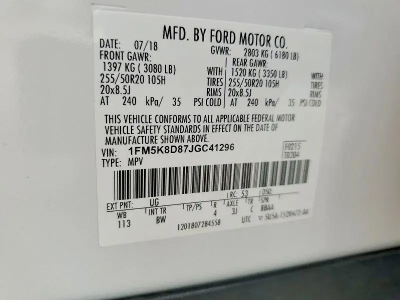 2018 FORD EXPLORER XLT  