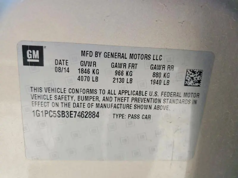 2014 CHEVROLET CRUZE LT  