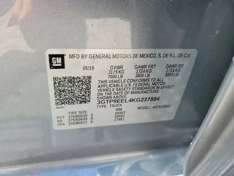 2019 GMC SIERRA K1500 AT4  