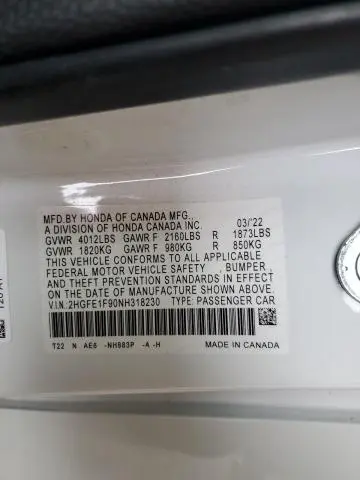 2022 HONDA CIVIC TOURING  