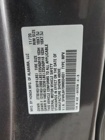 2021 HONDA ODYSSEY EXL  