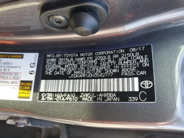 2017 TOYOTA PRIUS   