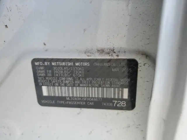 2015 MITSUBISHI MIRAGE DE  