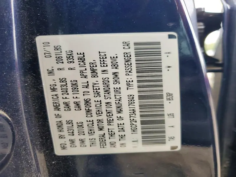 2010 HONDA ACCORD EX  