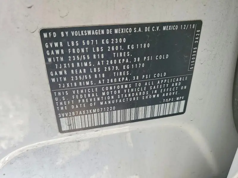 2019 VOLKSWAGEN TIGUAN SE  