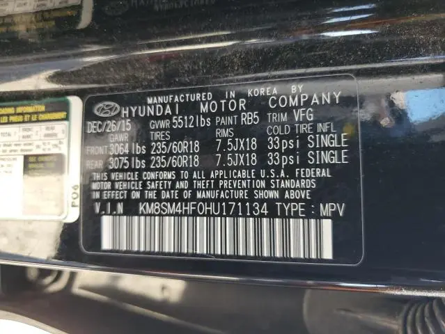 2017 HYUNDAI SANTA FE SE  