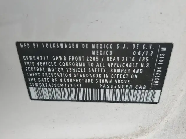 2012 VOLKSWAGEN JETTA SE  