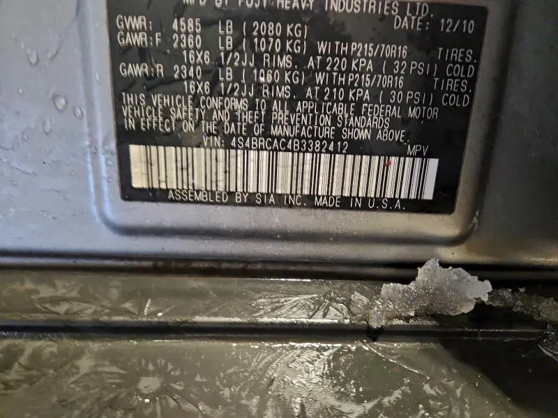 2011 SUBARU OUTBACK 2.5I  