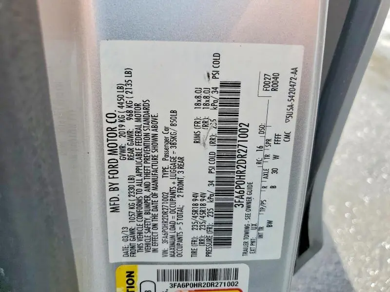 2013 FORD FUSION SE  