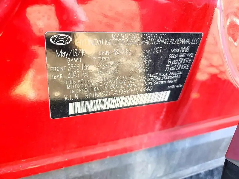 2019 HYUNDAI SANTA FE SE 2.4L  