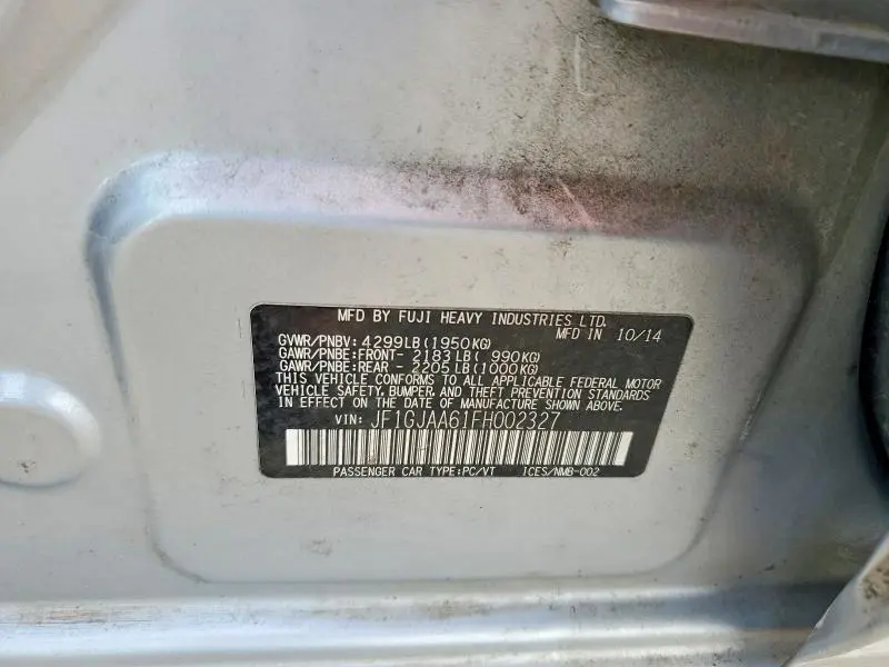 2015 SUBARU IMPREZA   