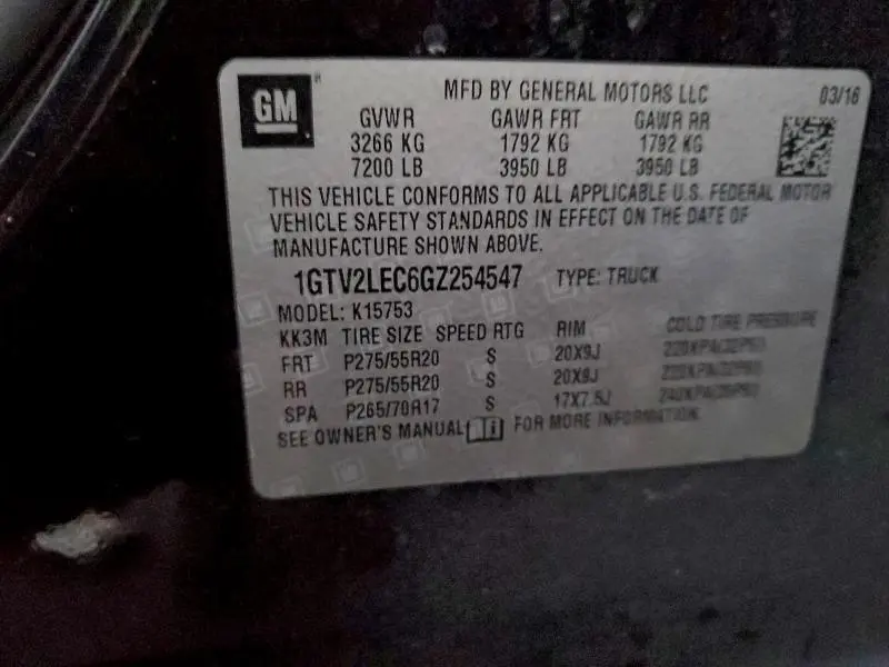 2016 GMC SIERRA K1500  