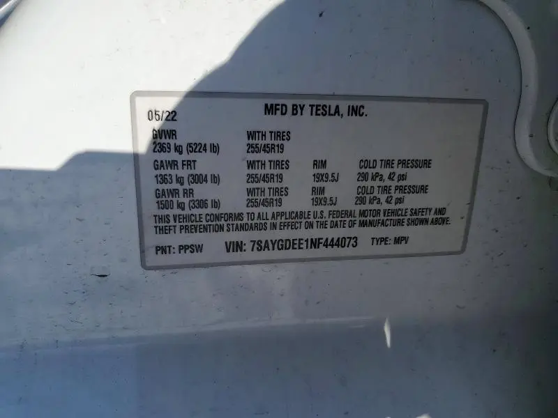 2022 TESLA MODEL Y   