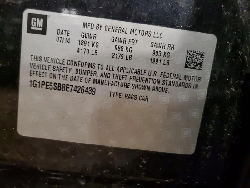 2014 CHEVROLET CRUZE LT  