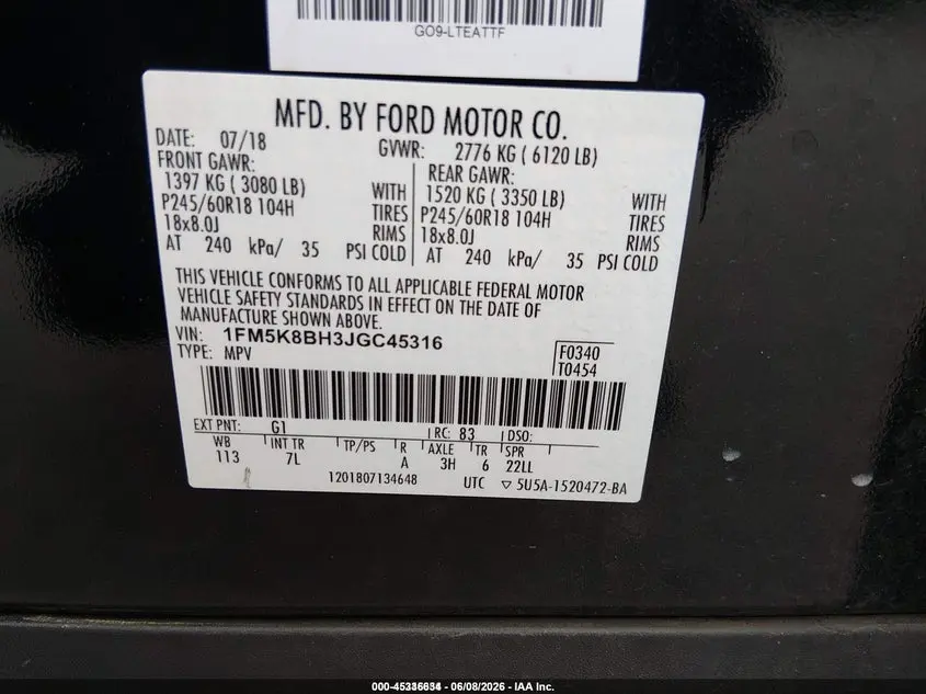 2018 FORD EXPLORER  