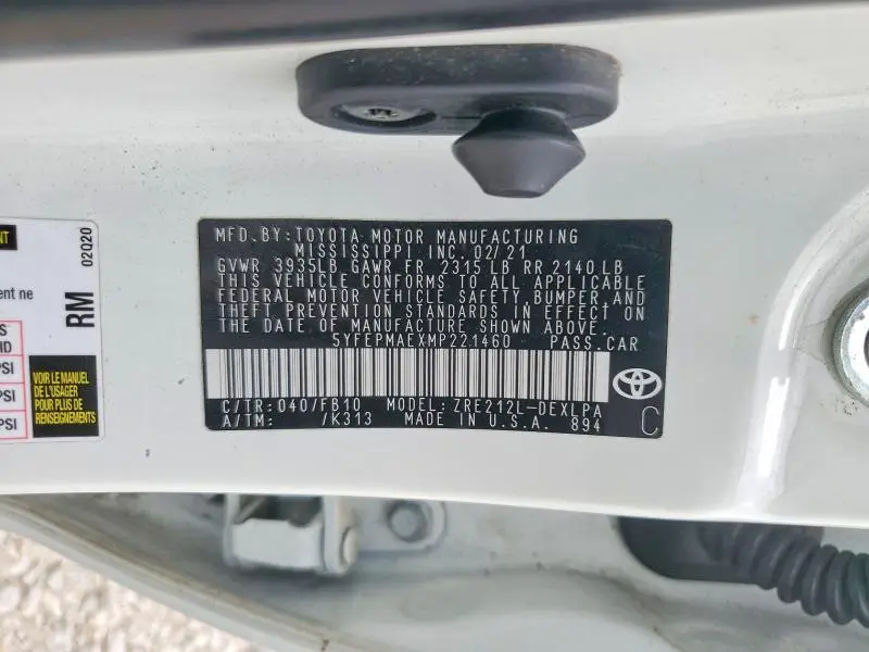 2021 TOYOTA COROLLA LE  