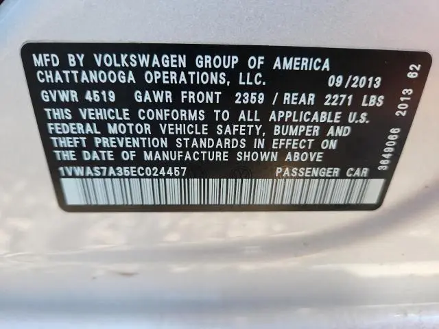 2014 VOLKSWAGEN PASSAT S