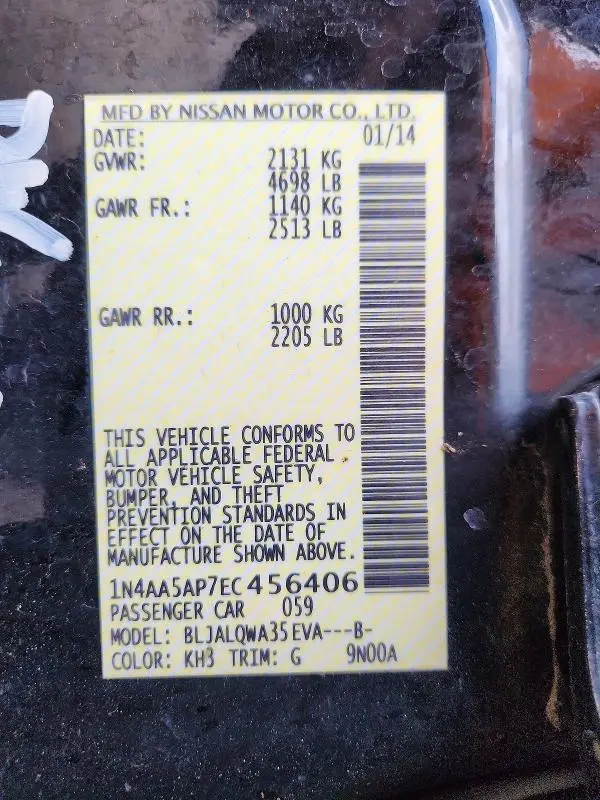 2014 NISSAN MAXIMA 3.5 S  