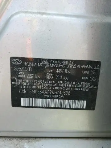 2019 HYUNDAI SONATA LIMITED  