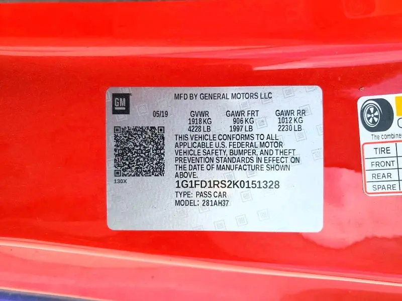 2019 CHEVROLET CAMARO LT  