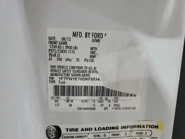 2013 FORD F150 SUPERCREW  