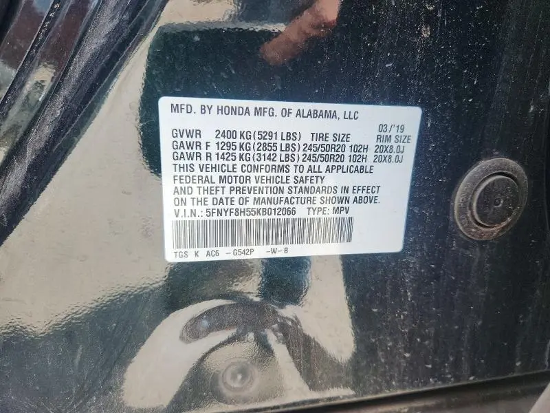 2019 HONDA PASSPORT EXL  