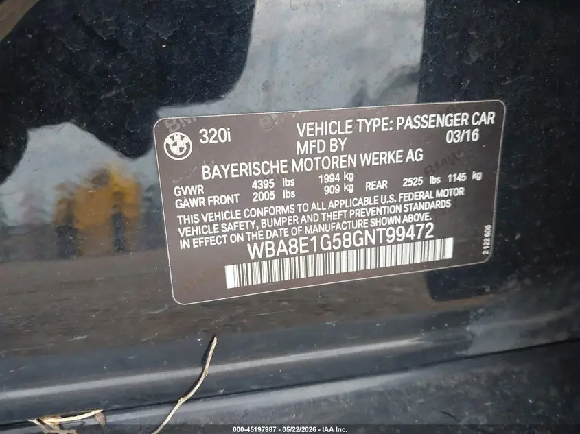 2016 BMW 320I  