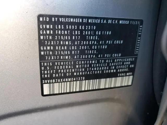 2022 VOLKSWAGEN TIGUAN S