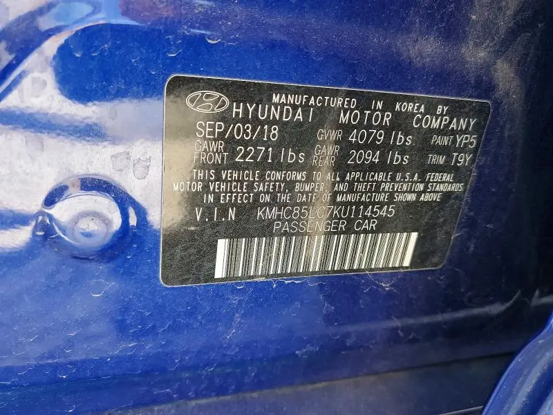 2019 HYUNDAI IONIQ LIMI   