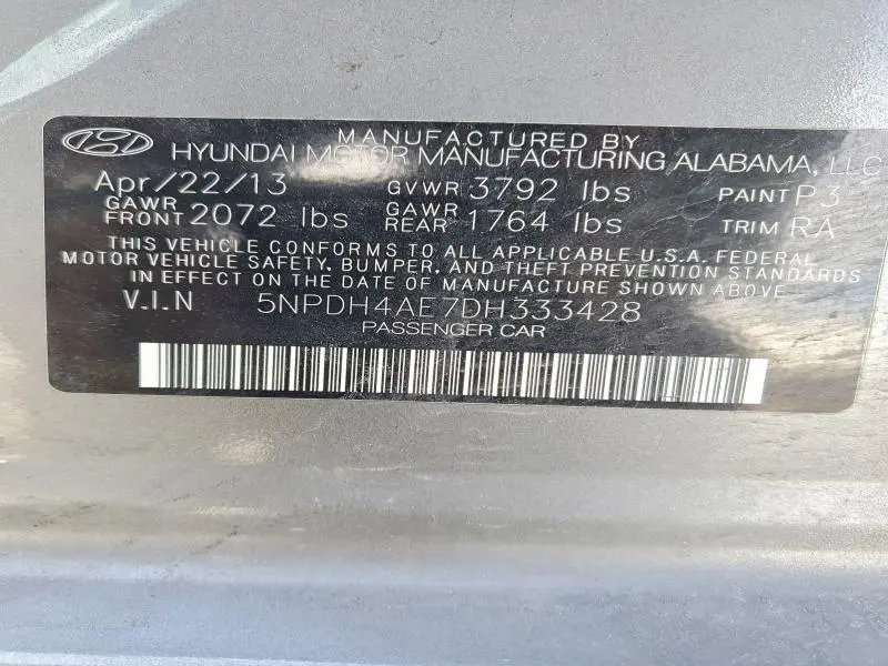 2013 HYUNDAI ELANTRA GLS  