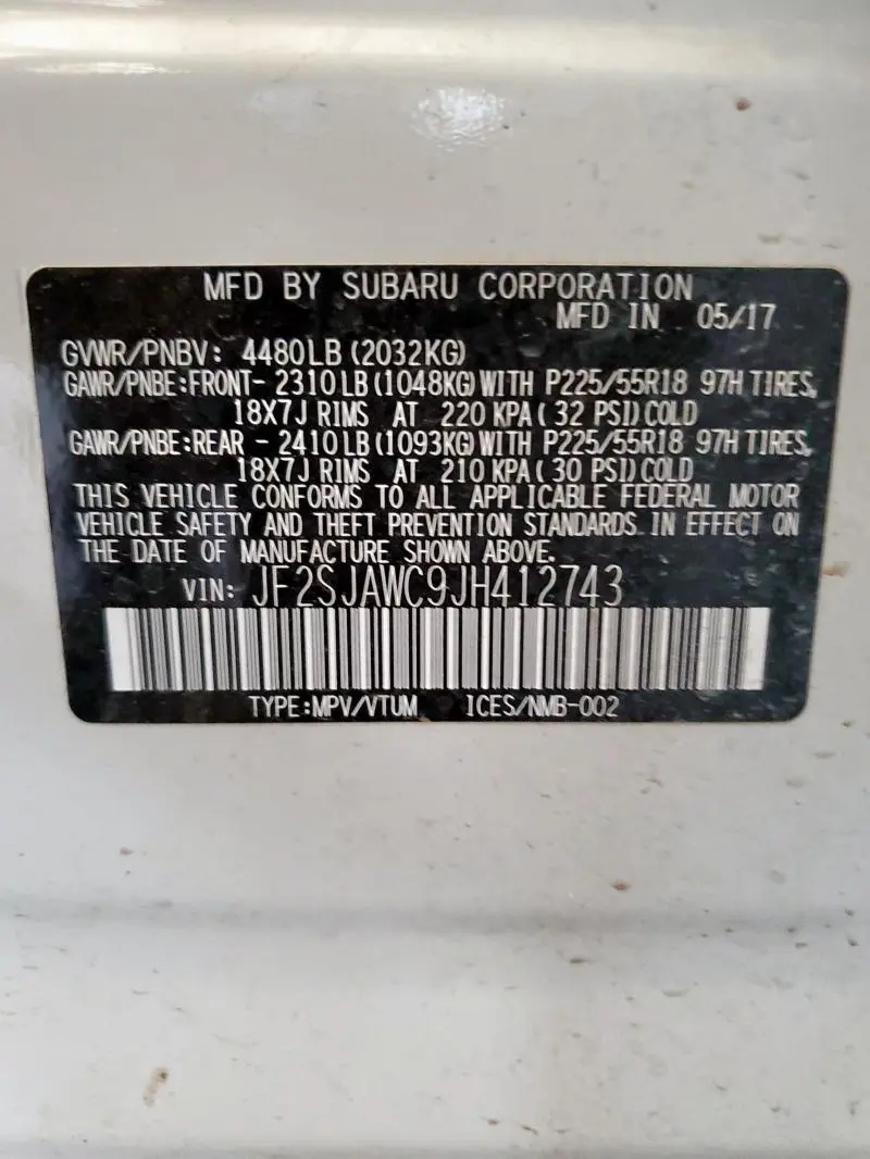 2018 SUBARU FORESTER 2.5I TOURING  