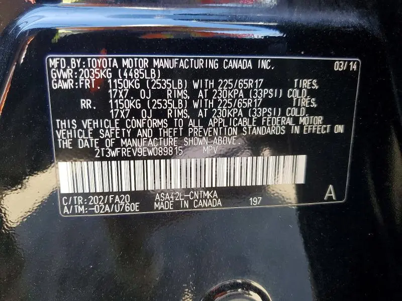 2014 TOYOTA RAV4 XLE  