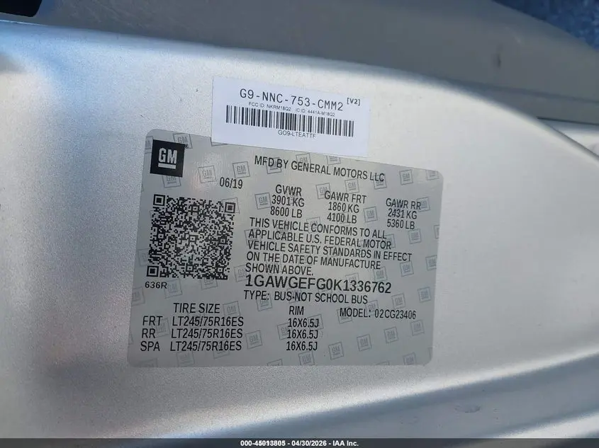2019 CHEVROLET EXPRESS 2500 LS