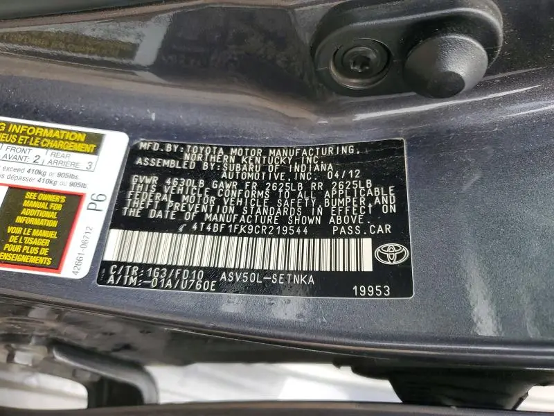 2012 TOYOTA CAMRY BASE  