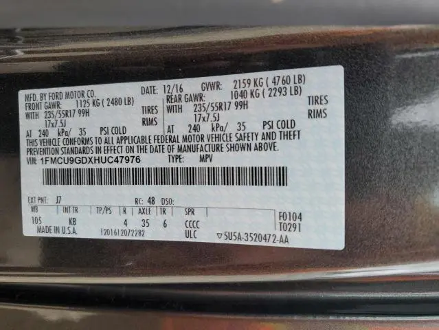2017 FORD ESCAPE SE  