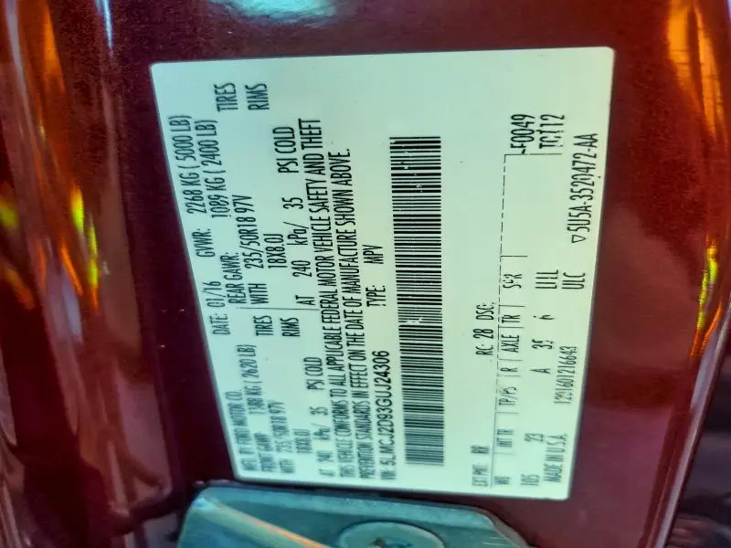 2016 LINCOLN MKC SELECT  