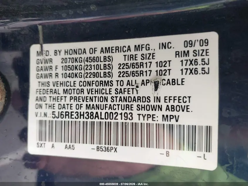 2010 HONDA CR-V LX