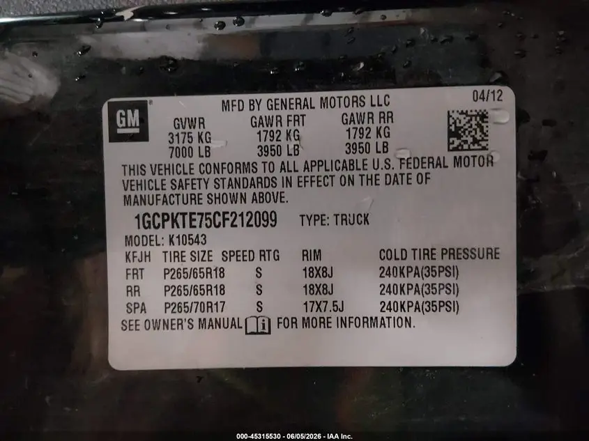 2012 CHEVROLET SILVERADO 1500 LTZ