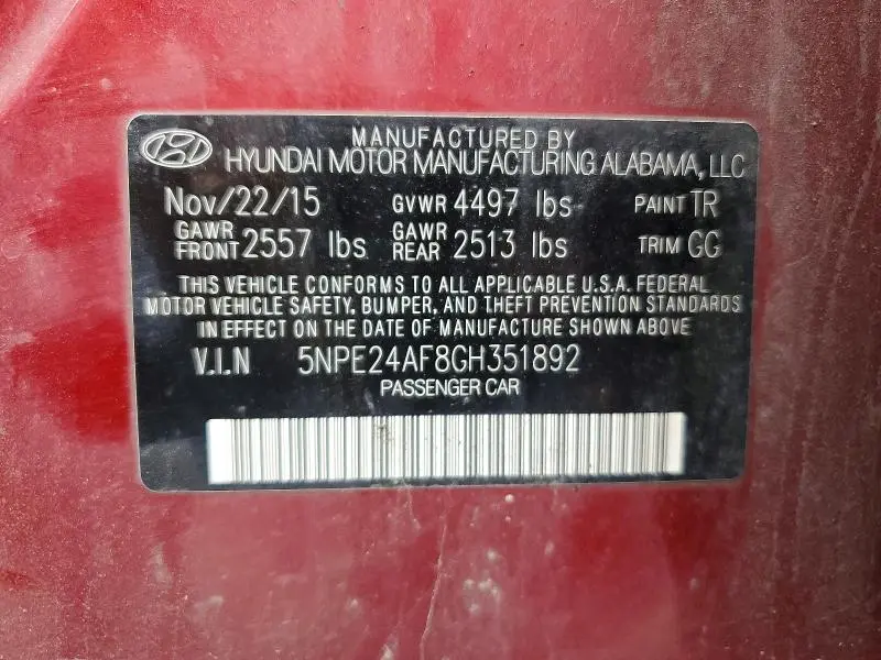 2016 HYUNDAI SONATA SE  