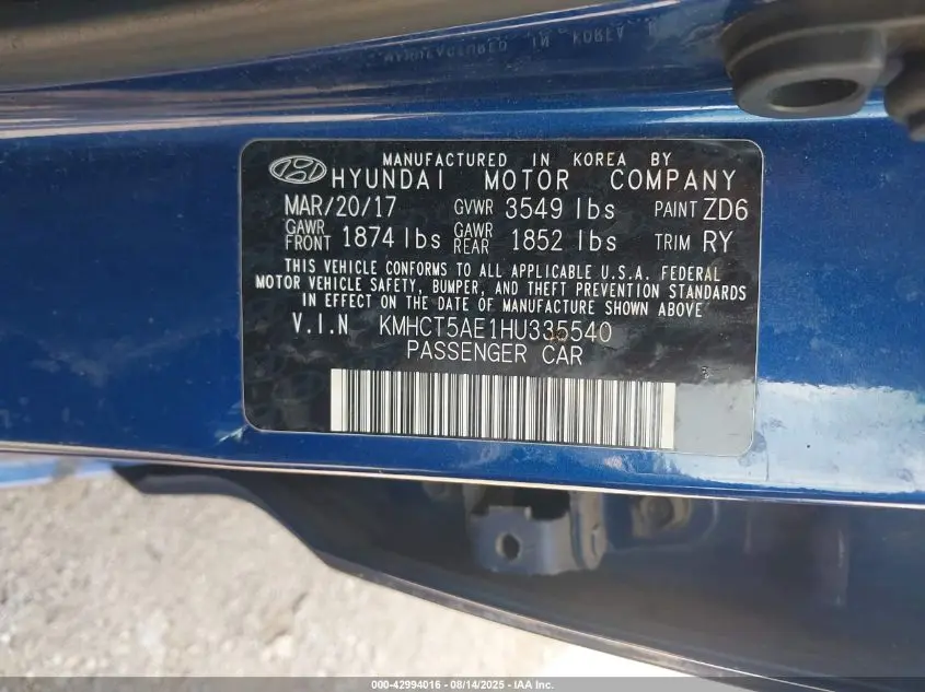 2017 HYUNDAI ACCENT SE