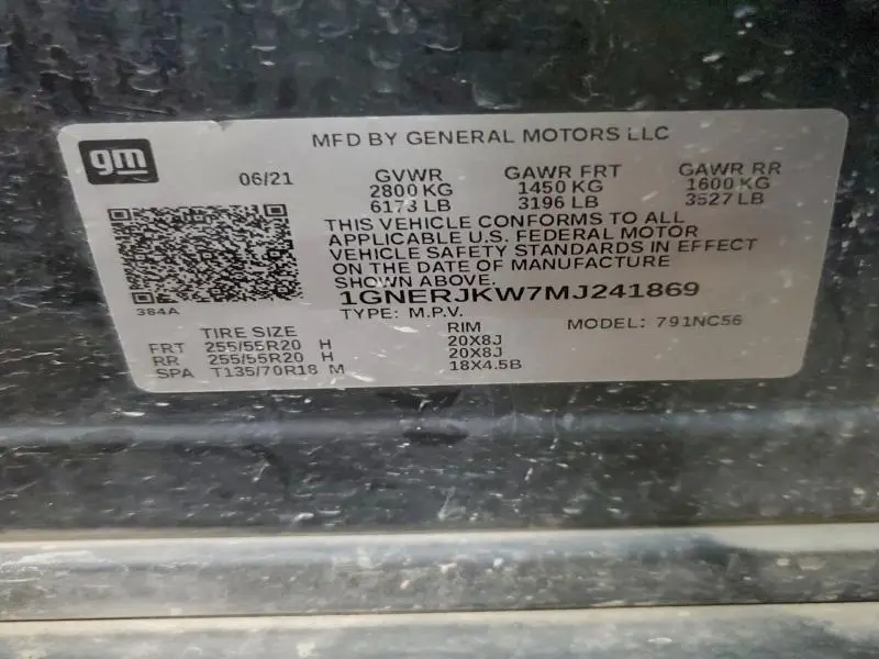 2021 CHEVROLET TRAVERSE RS  