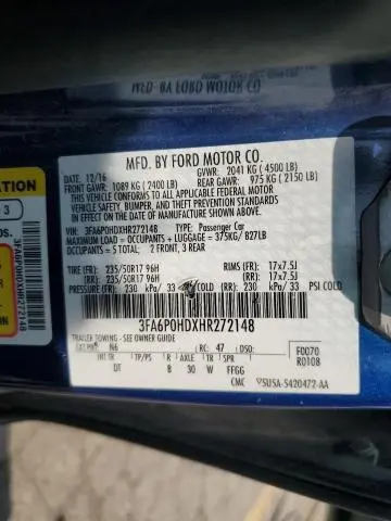 2017 FORD FUSION SE  