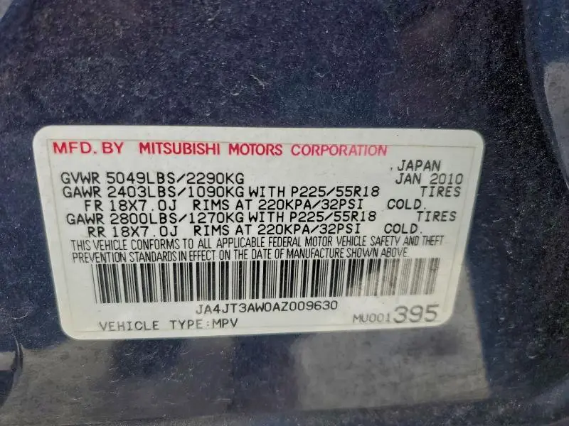 2010 MITSUBISHI OUTLANDER SE  