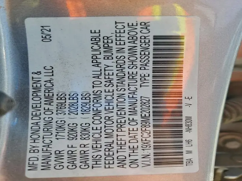 2021 HONDA CIVIC SPORT  