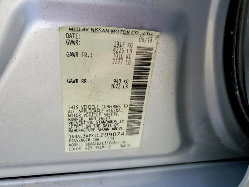 2018 NISSAN ALTIMA 2.5 S  