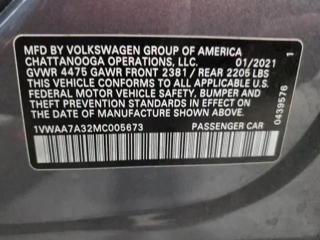 2021 VOLKSWAGEN PASSAT S  