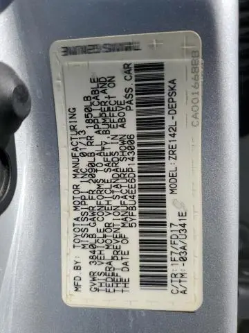 2013 TOYOTA COROLLA BASE  