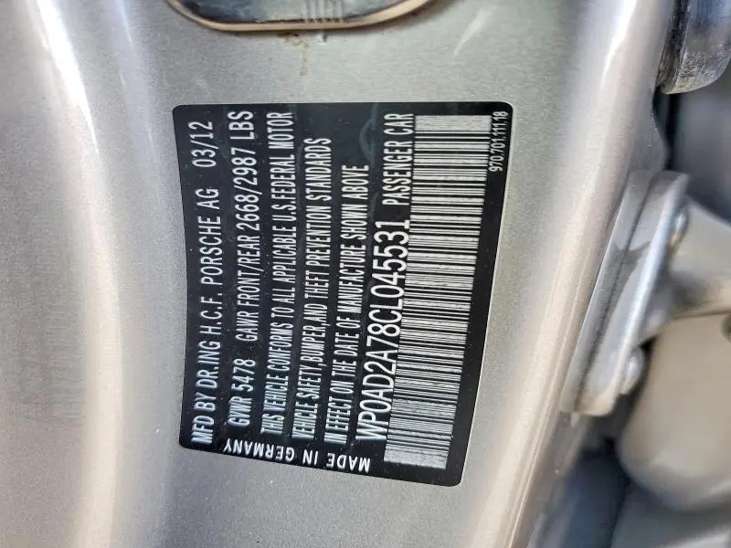2012 PORSCHE PANAMERA S HYBRID  
